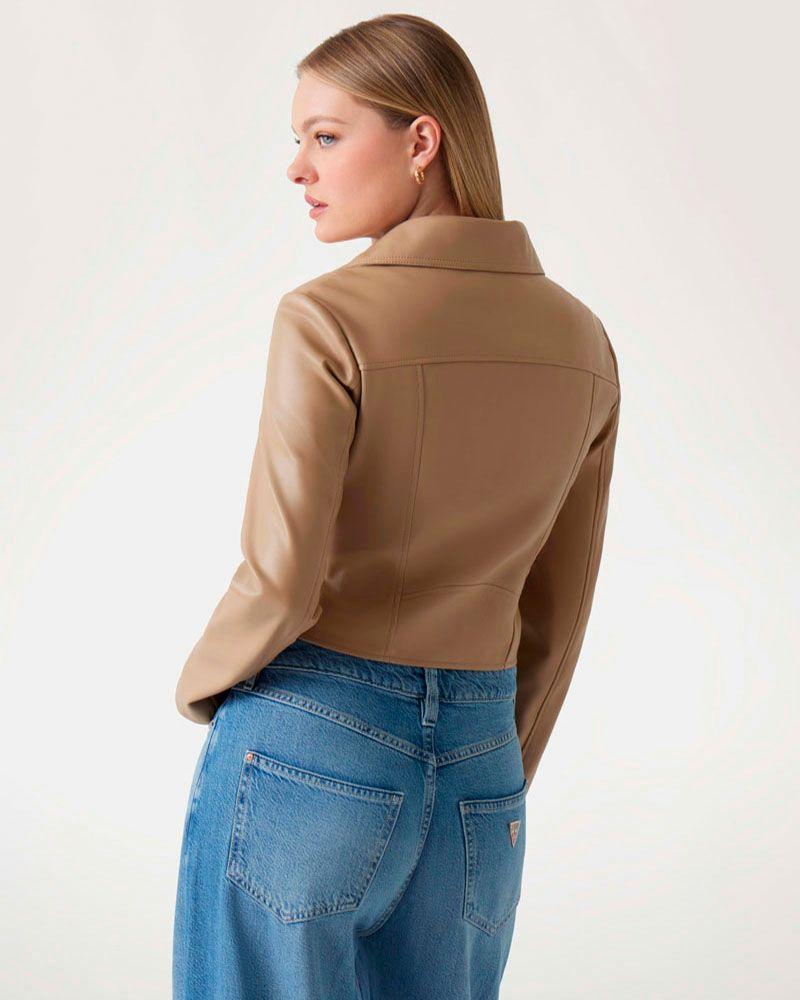 Chaqueta Guess Mujer Clemence Pu Leather Jacket Café claro-2