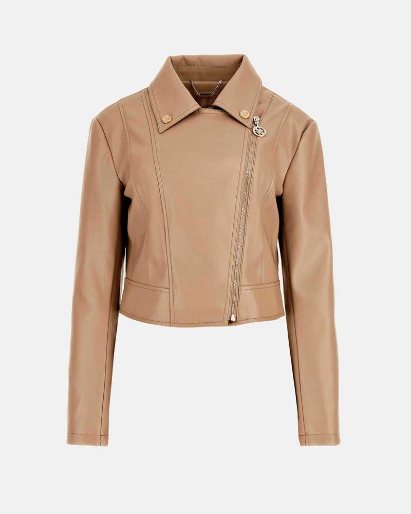 Chaqueta Guess Mujer Clemence Pu Leather Jacket Café claro-4