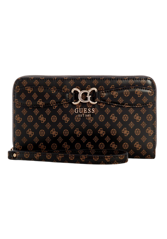 Billetera Guess Mujer Arlena Logo Slg Lrg Zip Around Café-0