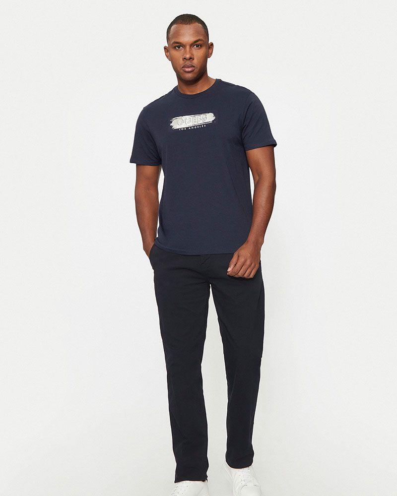 Polera Guess Hombre Ss Bsc Metallic Deboss Logo Tee Azul-3