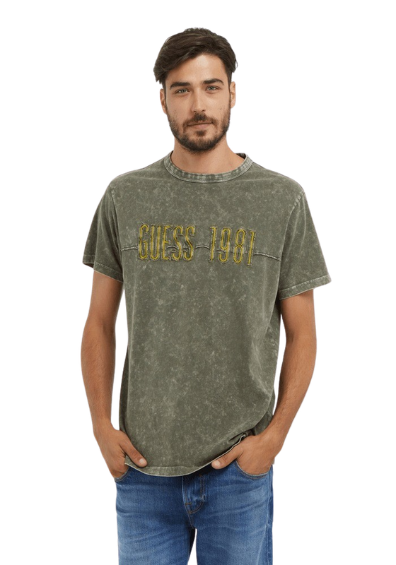 Polera Guess Hombre Ss Cn Guess Embro Washed Tee Verde-0