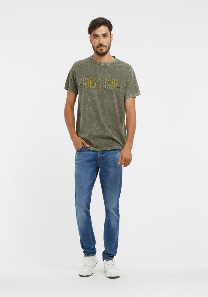 Polera Guess Hombre Ss Cn Guess Embro Washed Tee Verde-1