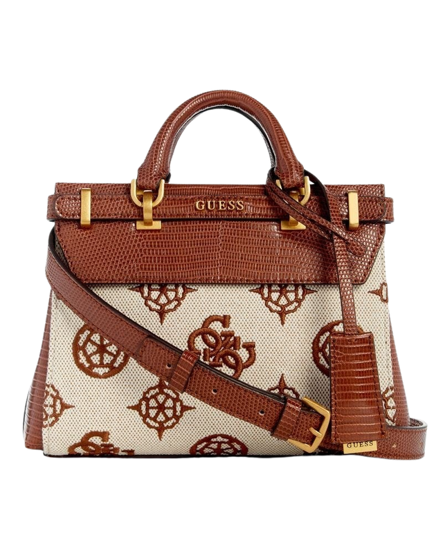 Mini Cartera Guess Mujer Sestri Logo Mini Satchel Café-0