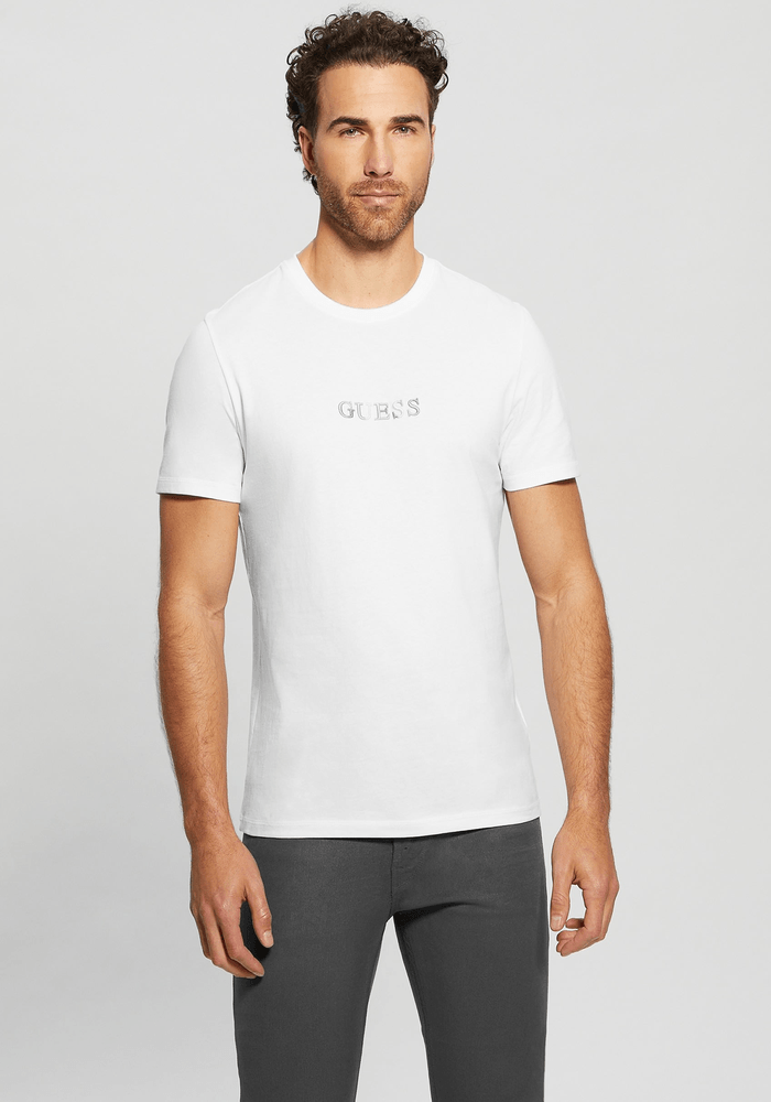 Polera Guess Hombre Ss Cn Multicolor Tee Blanco-2