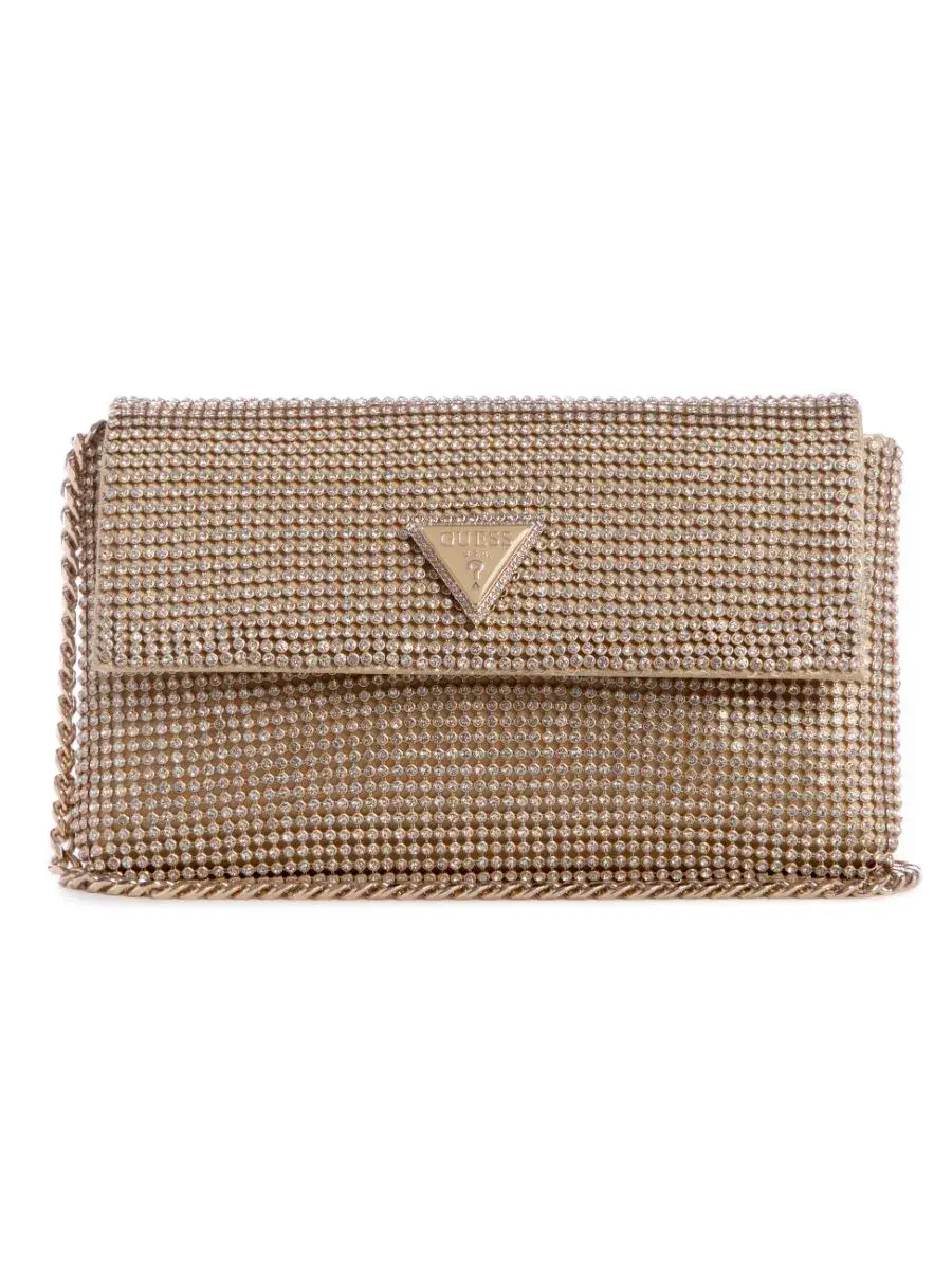 Cartera Guess Mujer Zalina Flap Clutch Dorado-1