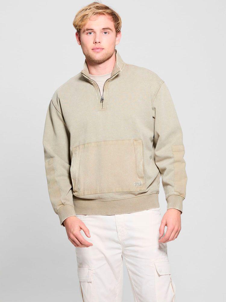 Poleron Guess Hombre Eco Tyler Zip Wshd Swtshirt Gris-0