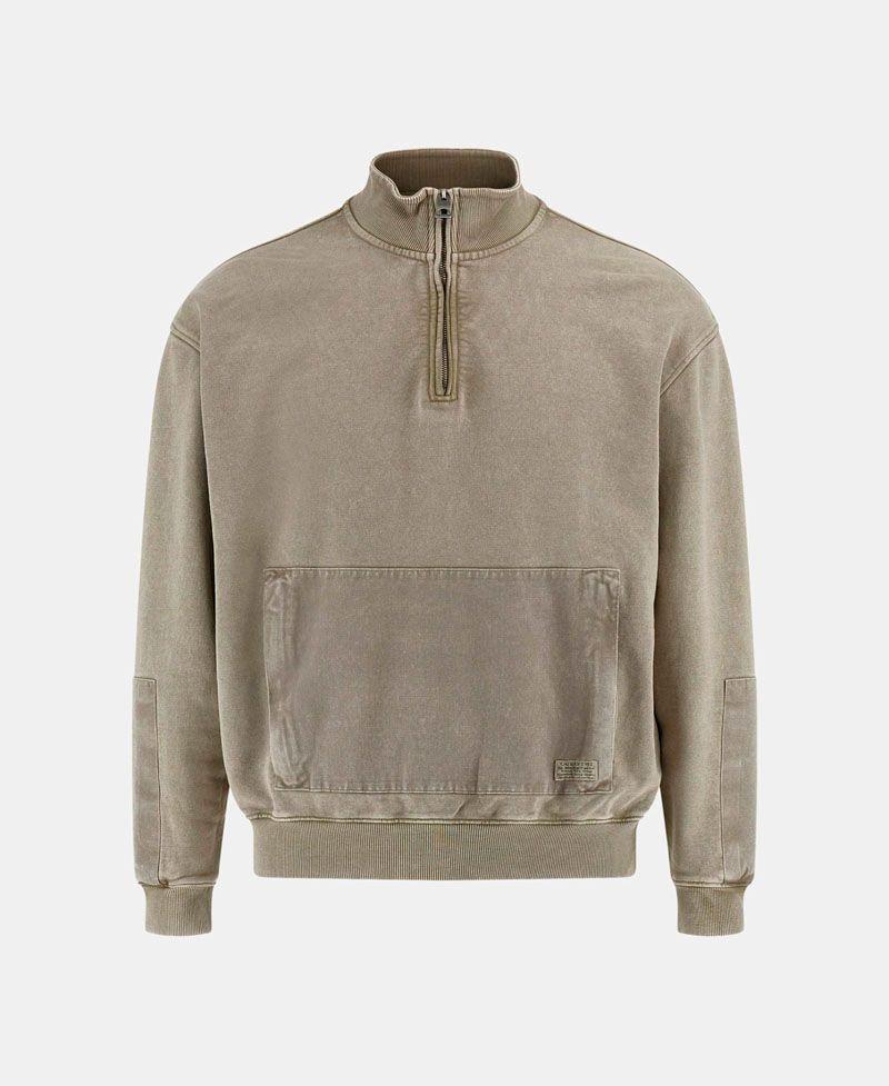 Poleron Guess Hombre Eco Tyler Zip Wshd Swtshirt Gris-4