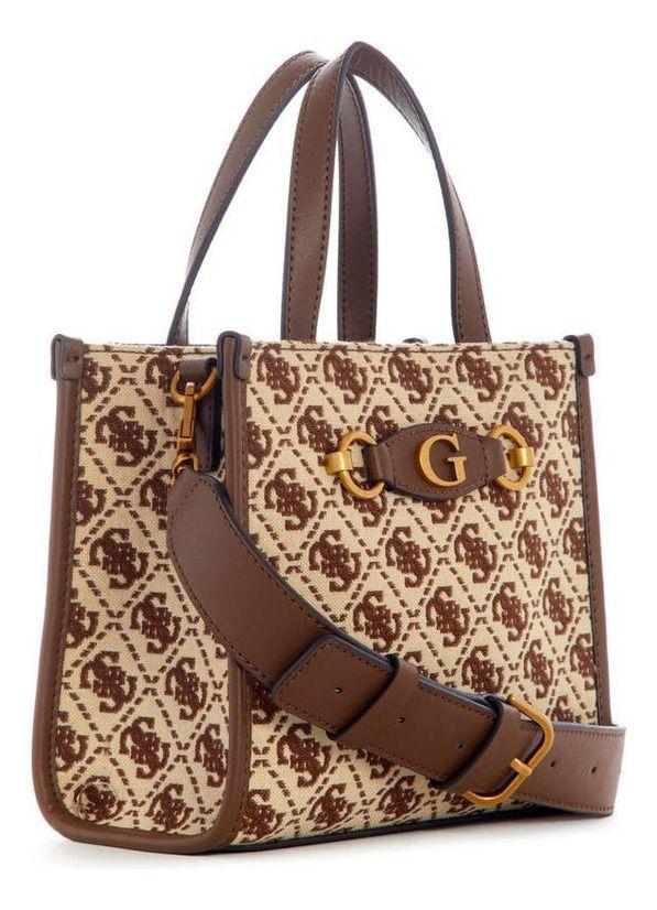 Mini Cartera Guess Mujer Izzy 2 Compartment Mini Tote Café-1
