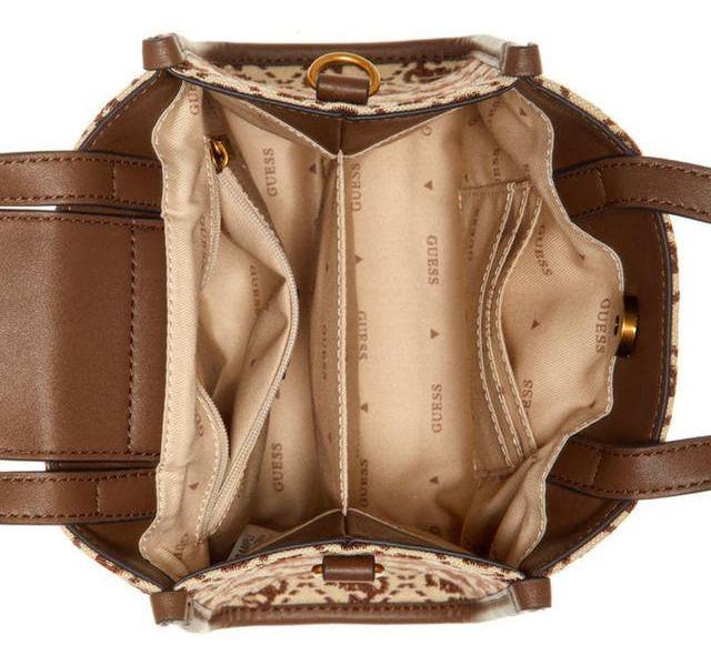 Mini Cartera Guess Mujer Izzy 2 Compartment Mini Tote Café-3