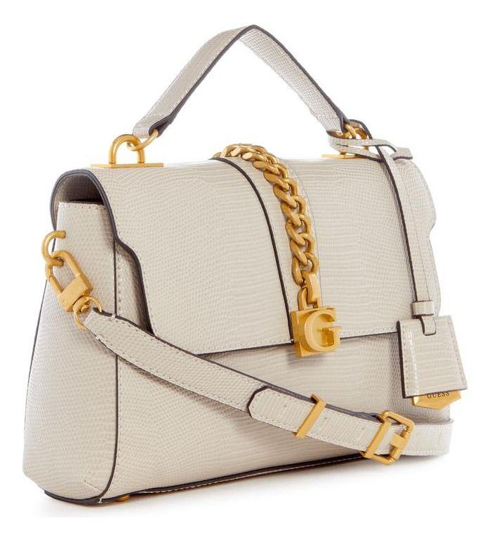 Cartera Guess Mujer Tiberia Top Handle Flap Crema-1