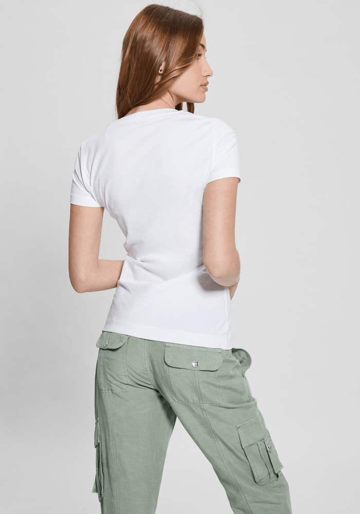 Polera Guess Mujer Ss Cn Triangle Flowers Tee Blanco-4