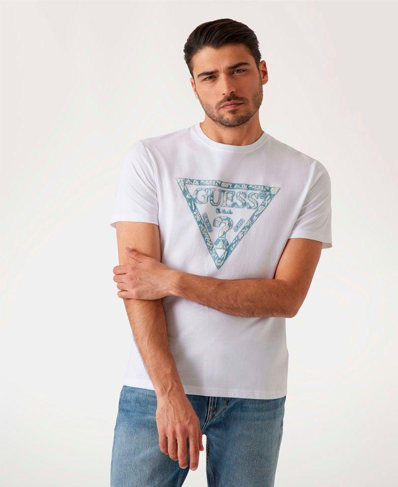 Polera Guess Hombre Ss Cn Triangle Tee Blanco-0