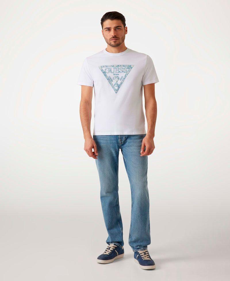 Polera Guess Hombre Ss Cn Triangle Tee Blanco-1
