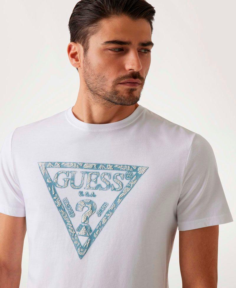 Polera Guess Hombre Ss Cn Triangle Tee Blanco-3