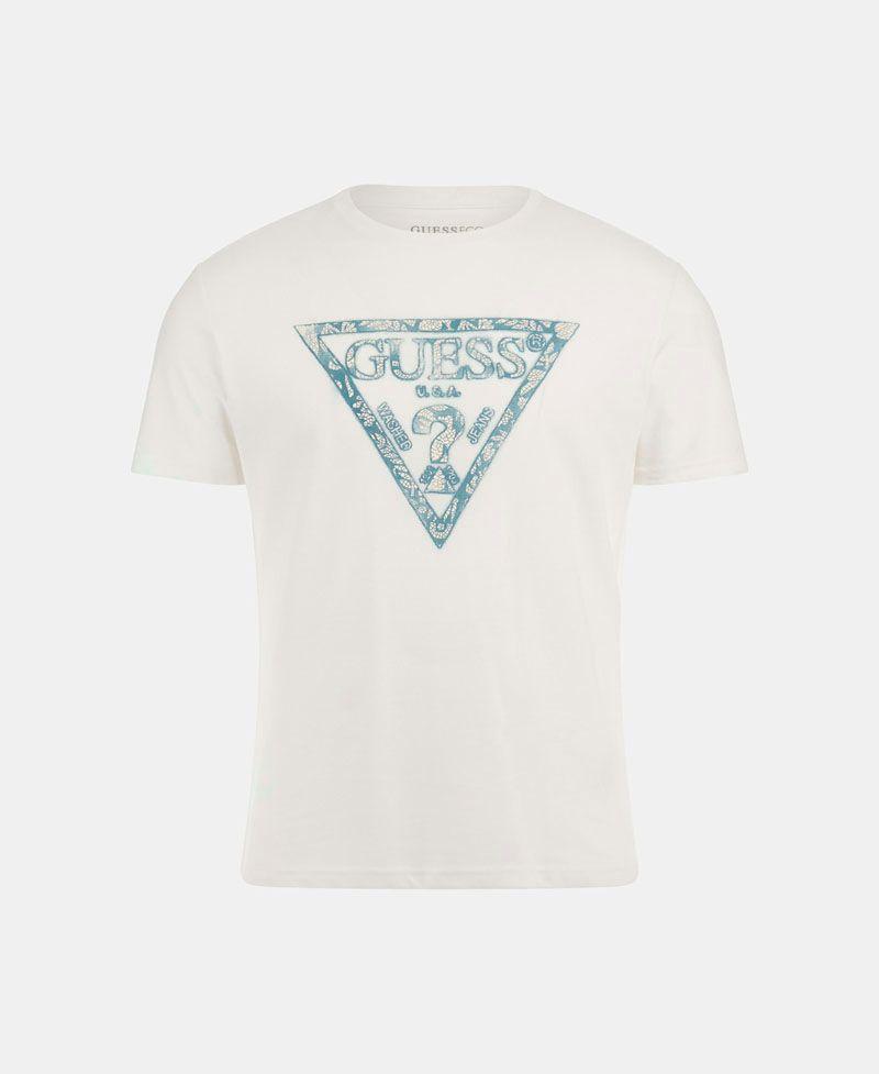 Polera Guess Hombre Ss Cn Triangle Tee Blanco-4