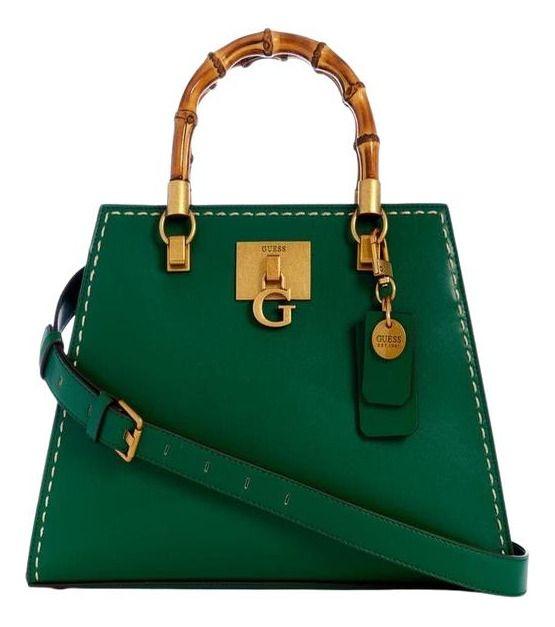 Cartera Guess Mujer Stephi Bamboo Satchel Verde-0