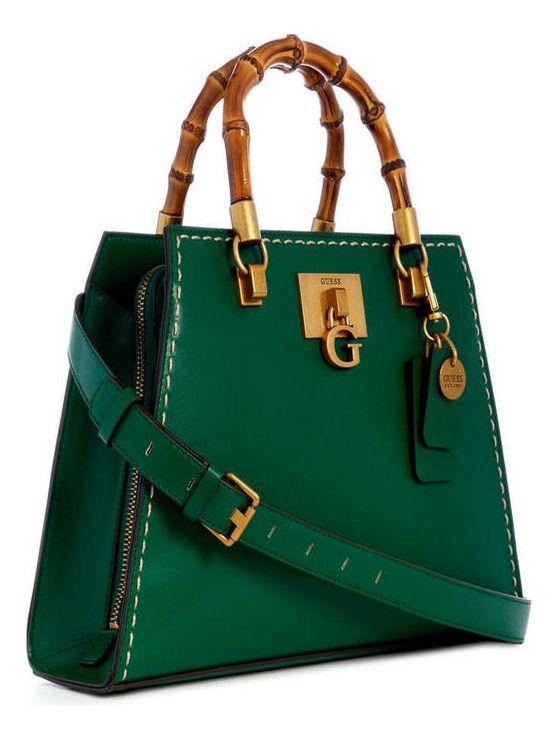 Cartera Guess Mujer Stephi Bamboo Satchel Verde-1