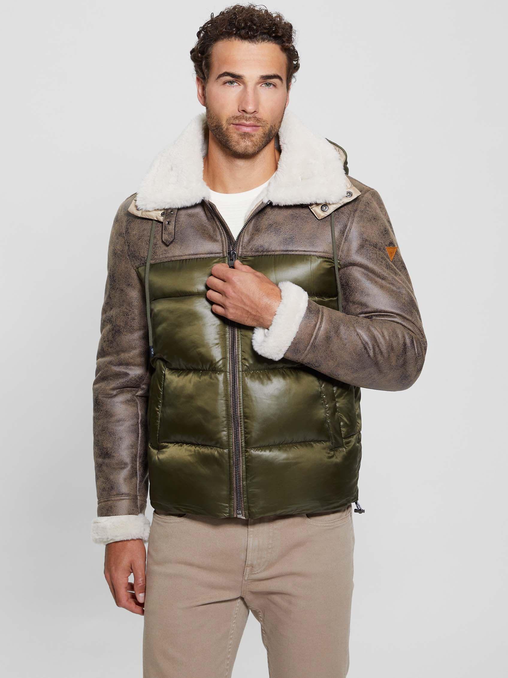 Chaqueta Guess Hombre Hybrid Puffa Jacket Café-5