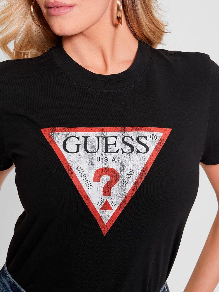 Polera Guess Mujer Ss Classic Fit Logo Tee Negro-0