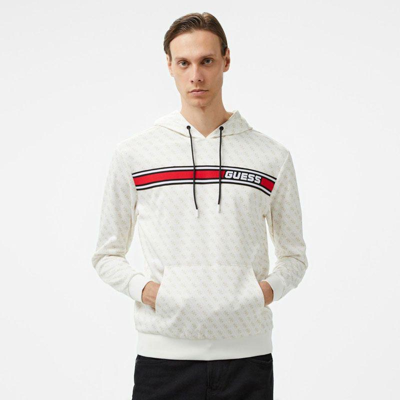 Poleron Guess Hombre New Korbin Hoodie Sweatshirt Blanco-0