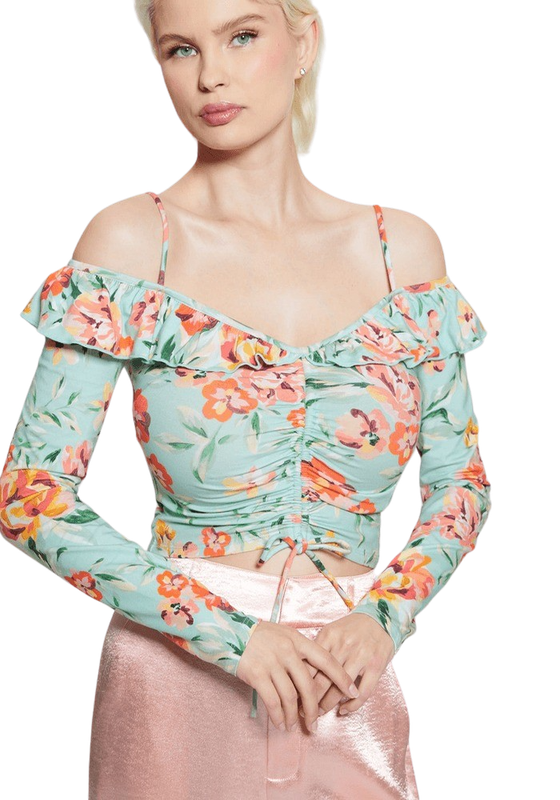 Blusa Guess Mujer Ls Off Shldr Ruffle Shaina Top Multicolor-0