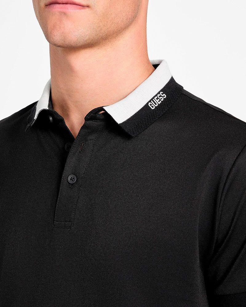 Polera Ss Paul Guess Collar Polo Negro-2