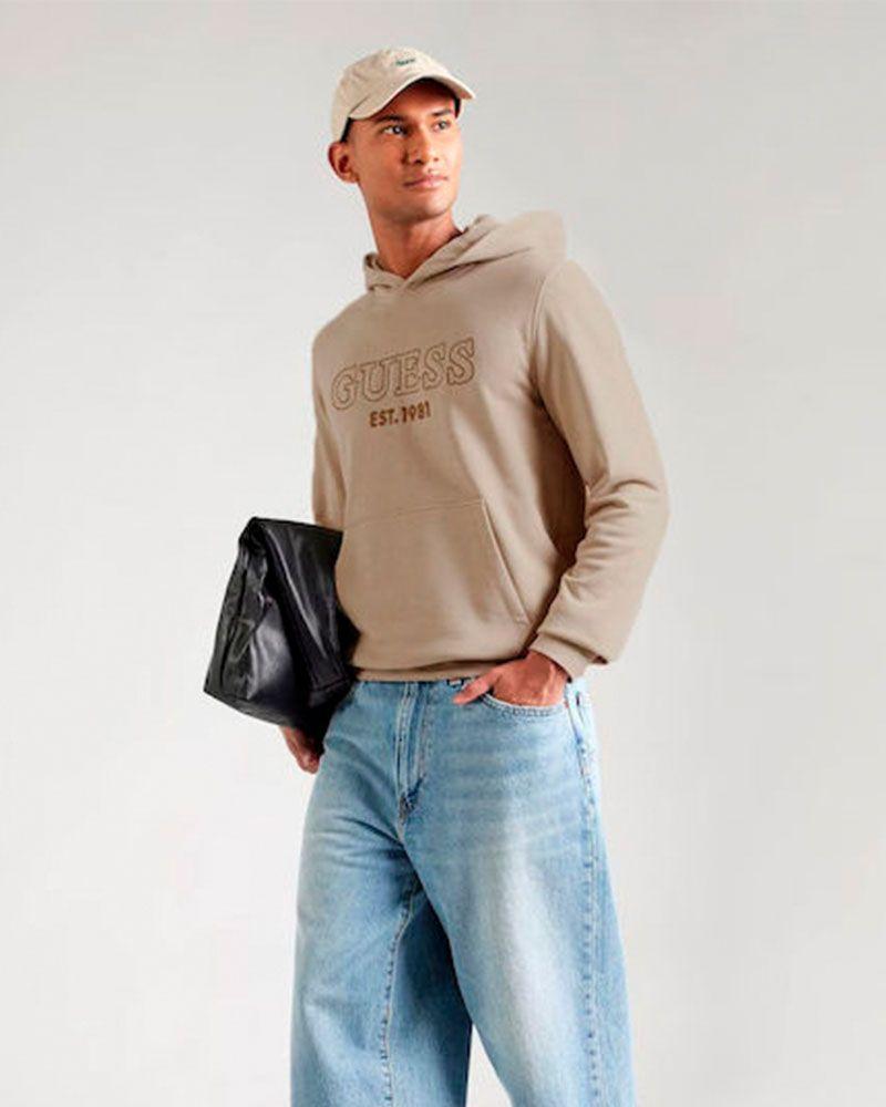 Poleron Guess Hombre Beau Hoodie Sweatshirt Gris-2