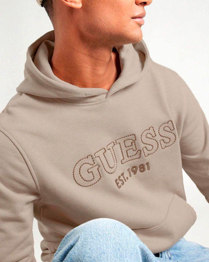 Poleron Guess Hombre Beau Hoodie Sweatshirt Gris-3