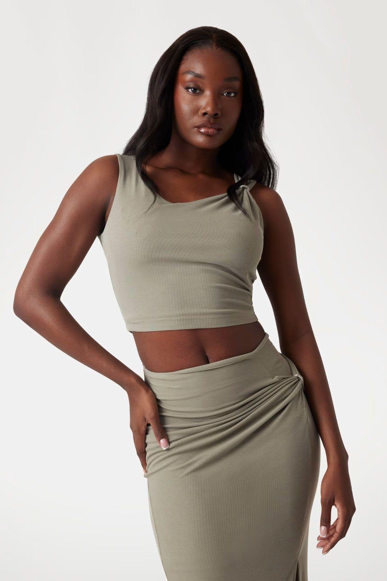 Polera Aimee Ss Jewel Drap Top Verde-0