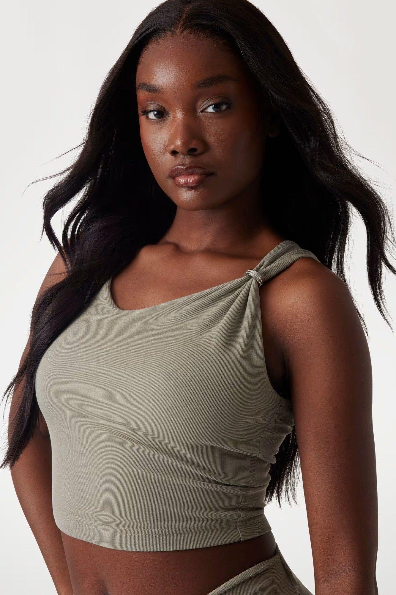 Polera Aimee Ss Jewel Drap Top Verde-2