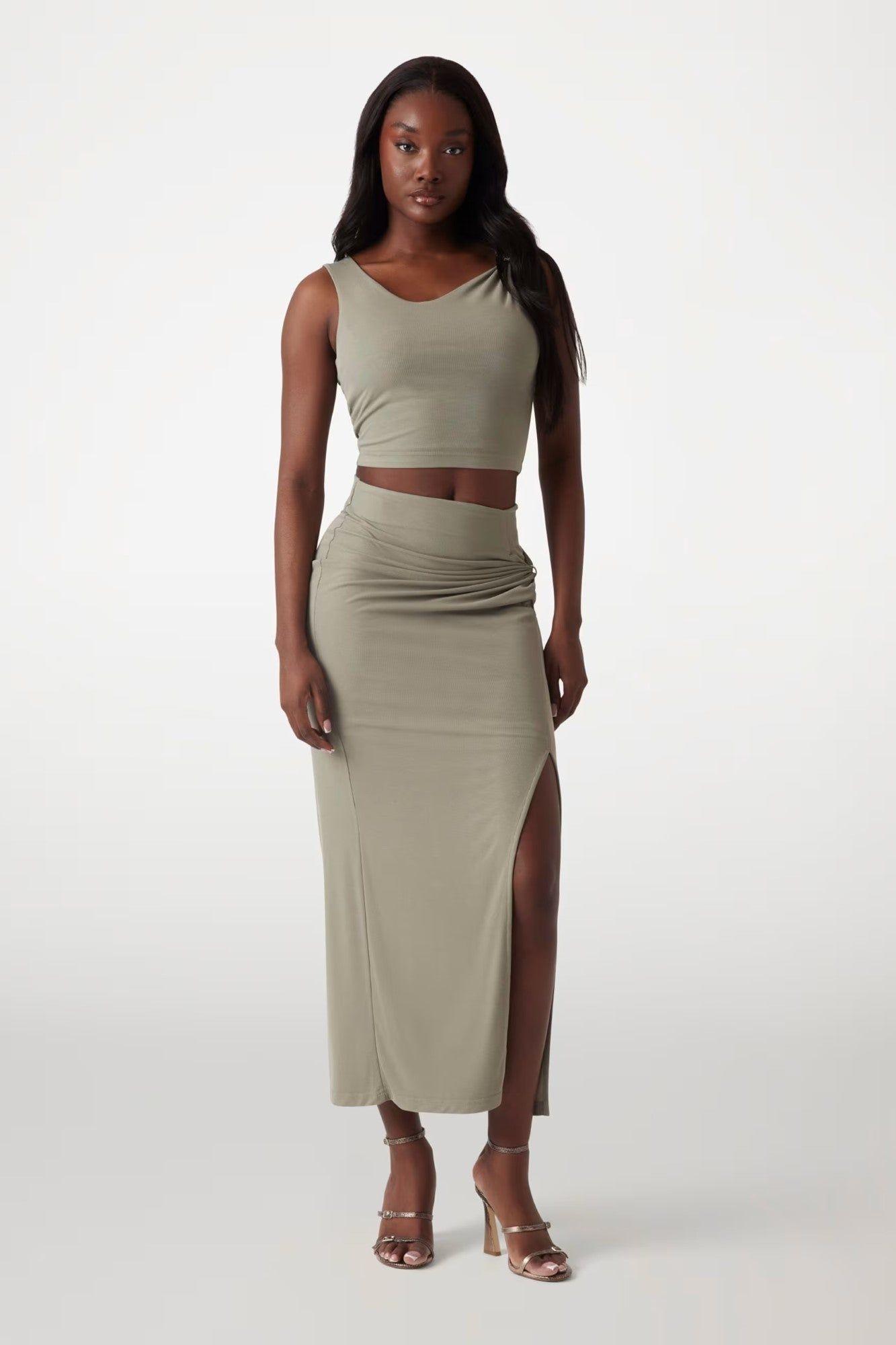 Polera Aimee Ss Jewel Drap Top Verde-3