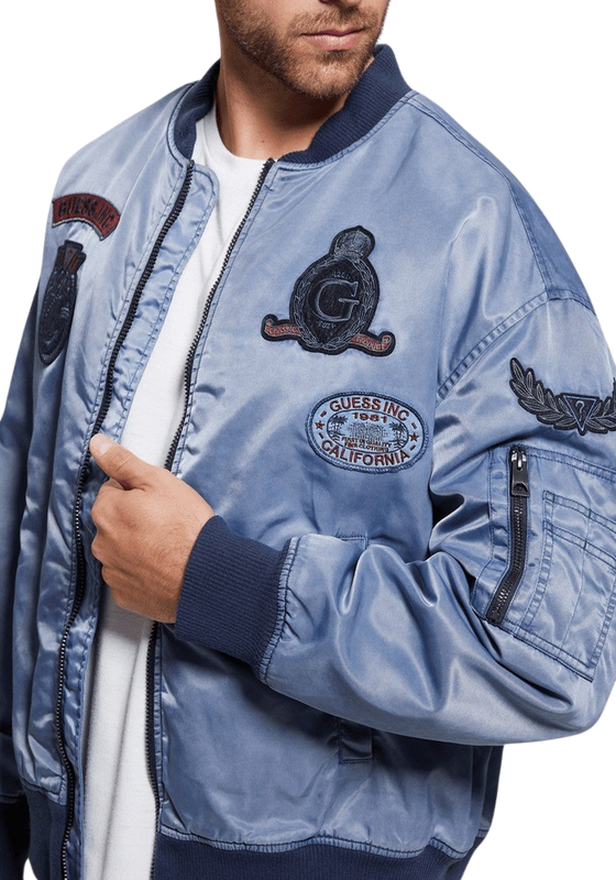 Chaqueta Guess Hombre Ace Twill Washed Bomber Jkt Azul-0