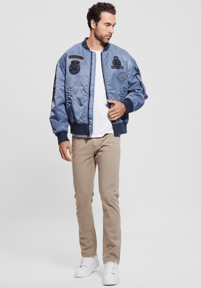Chaqueta Guess Hombre Ace Twill Washed Bomber Jkt Azul-1