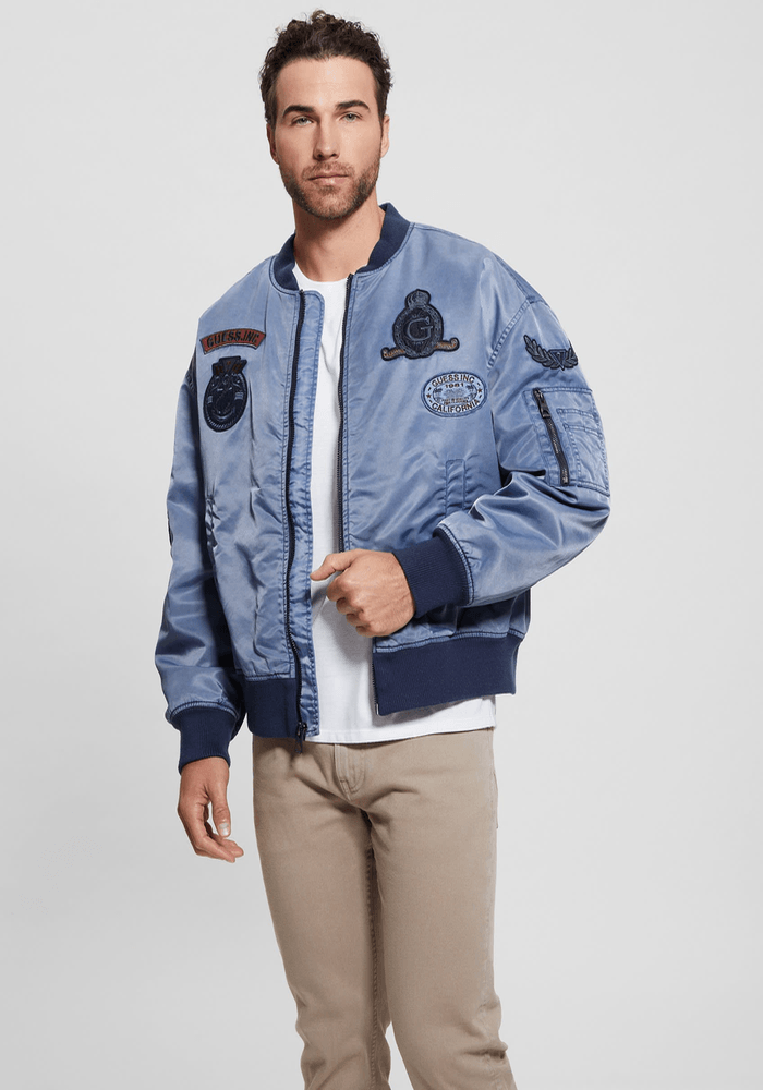 Chaqueta Guess Hombre Ace Twill Washed Bomber Jkt Azul-2