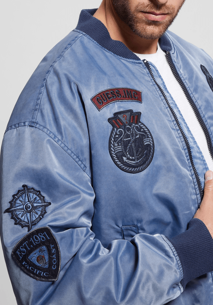 Chaqueta Guess Hombre Ace Twill Washed Bomber Jkt Azul-3