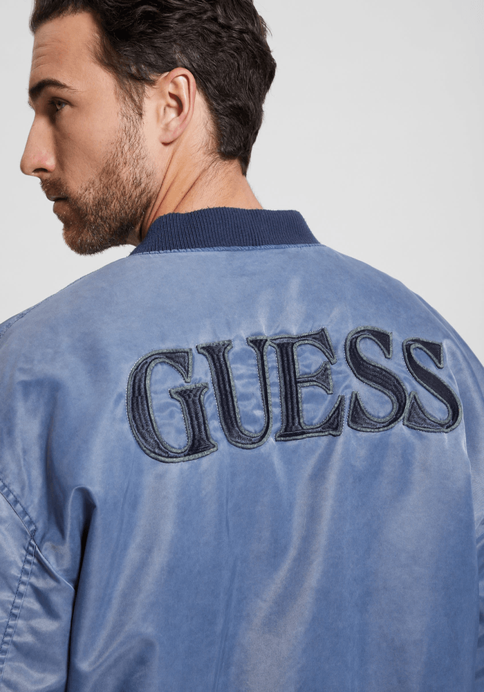 Chaqueta Guess Hombre Ace Twill Washed Bomber Jkt Azul-4