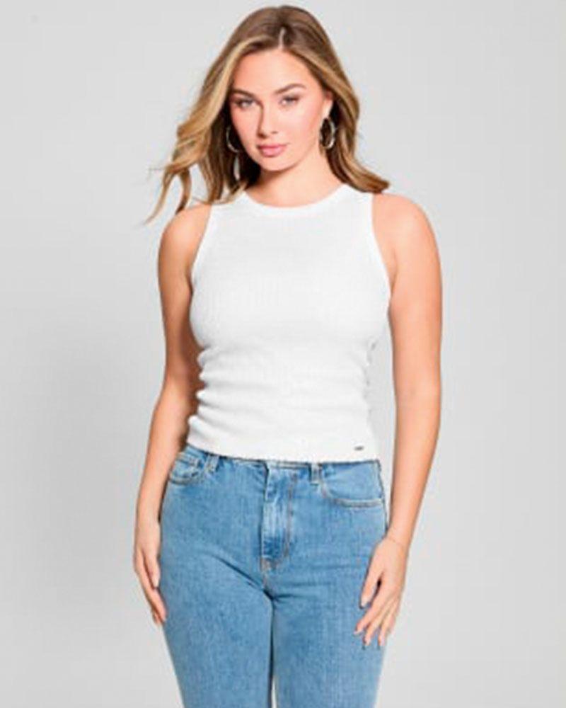 Polera Alexia Sequins Tank Top Blanco-2