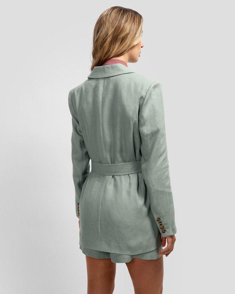 Chaqueta Guess Mujer Joni Linen Blazer Verde-3