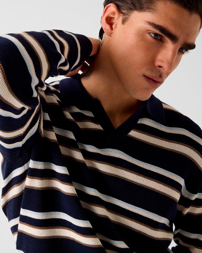 Polera Ls Multi Stripe Stanton Polo-3