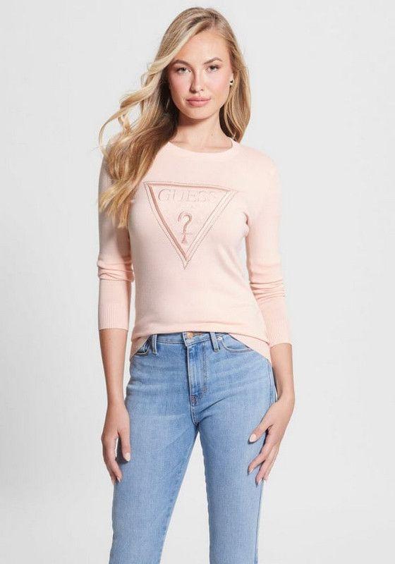 Tejido Guess Mujer Eloise Rn Ls Swtr Rosa-1