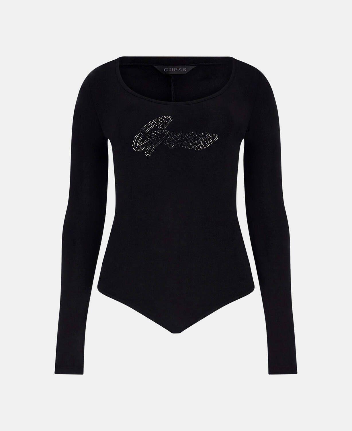 Polera Guess Mujer Ls Emmy Body Shiny Logo Negro-2