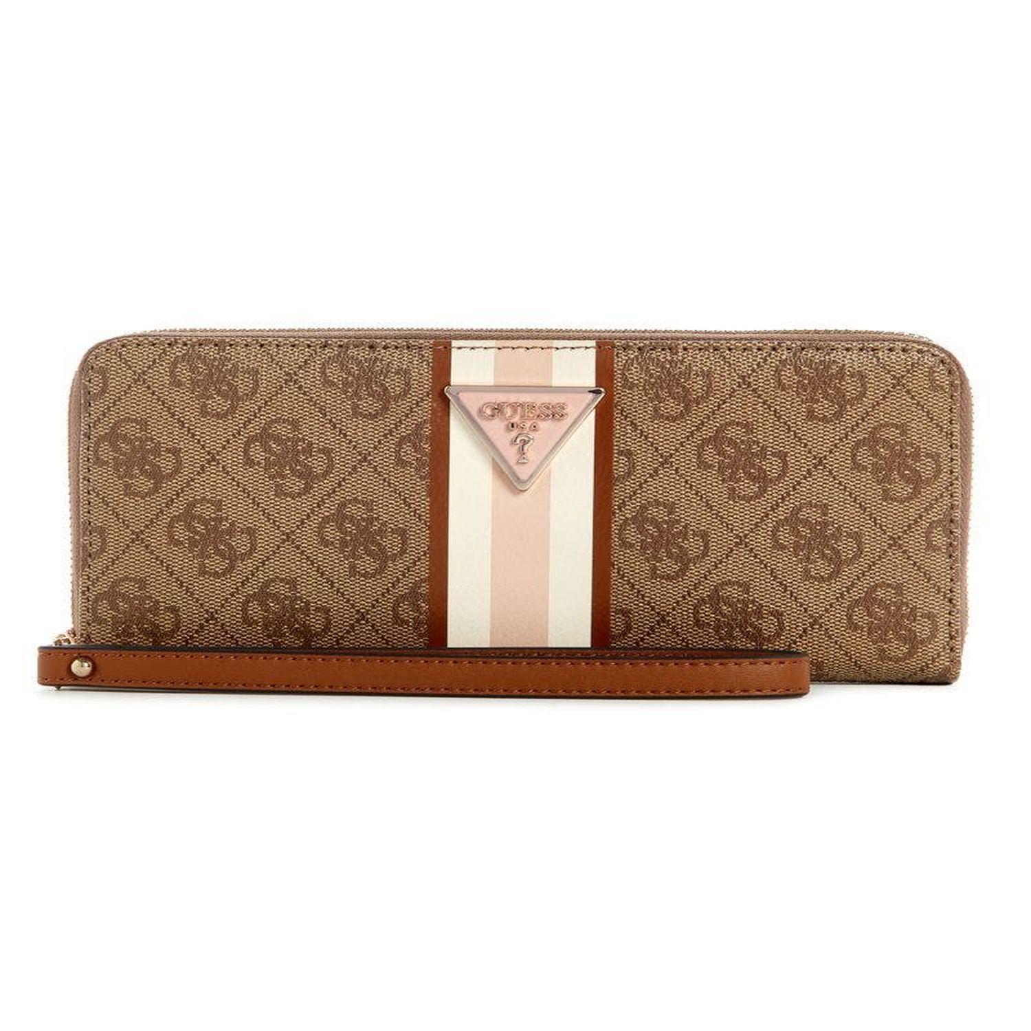 Billetera Guess Mujer Laurel Slg Large Zip Around Café claro-0