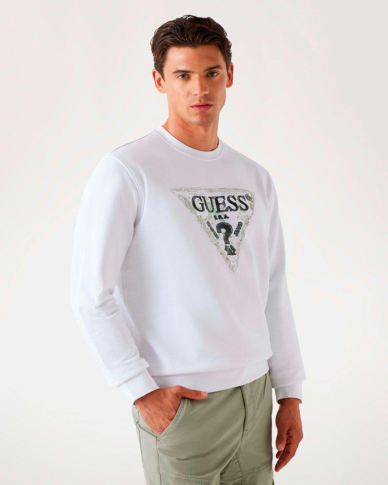 Poleron Guess Triangle Cn Sweatshirt Blanco-0