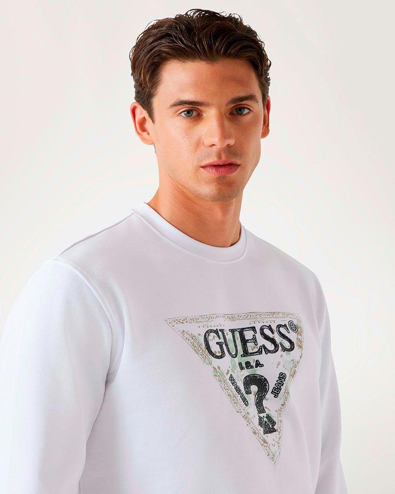 Poleron Guess Triangle Cn Sweatshirt Blanco-2