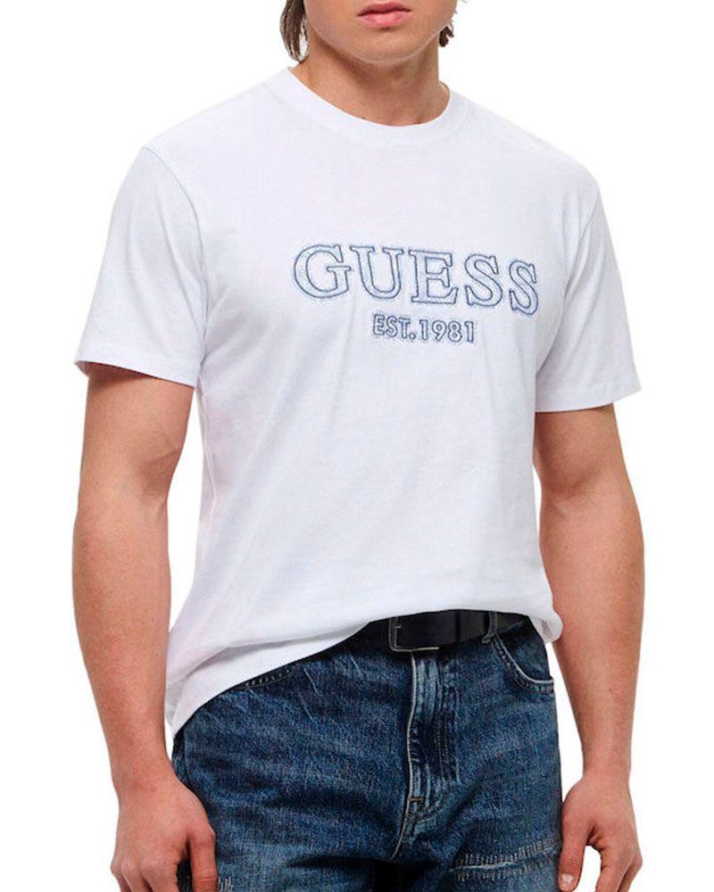 Polera Guess Hombre Ss Cn Embro Tee Blanco-0