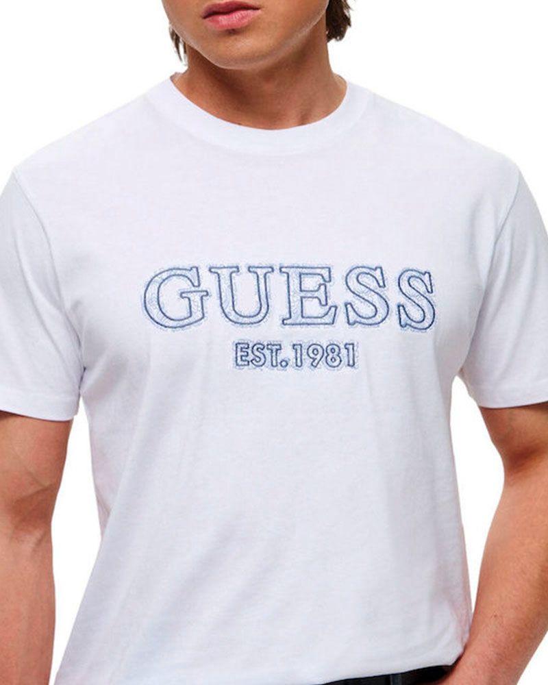 Polera Guess Hombre Ss Cn Embro Tee Blanco-1