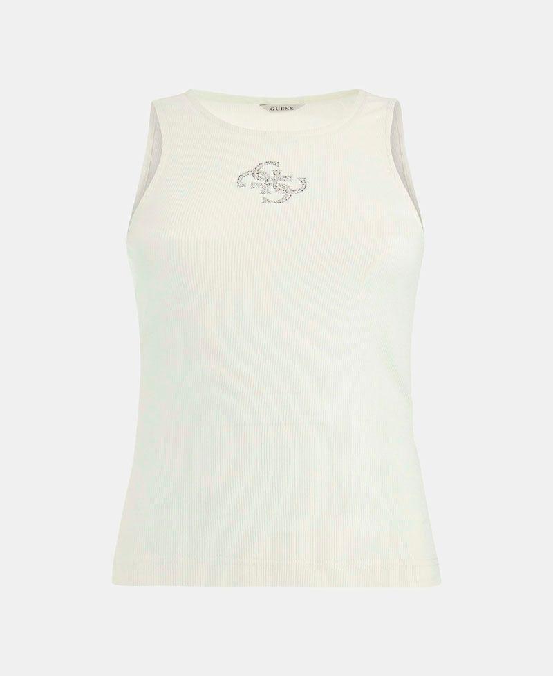 Polera Guess Mujer Sl Round Nk Guendalina Top Guess Mujer Blanco-4