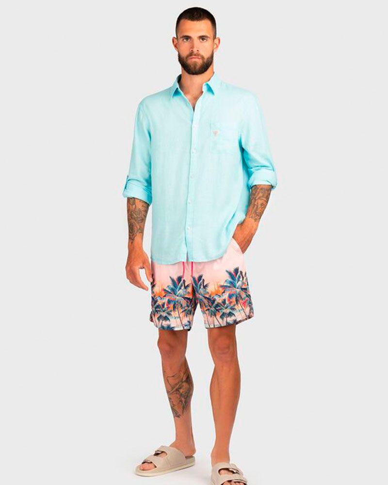 Traje De Baño Swimtrunk Medium Tropiical Landscape Rosa-3