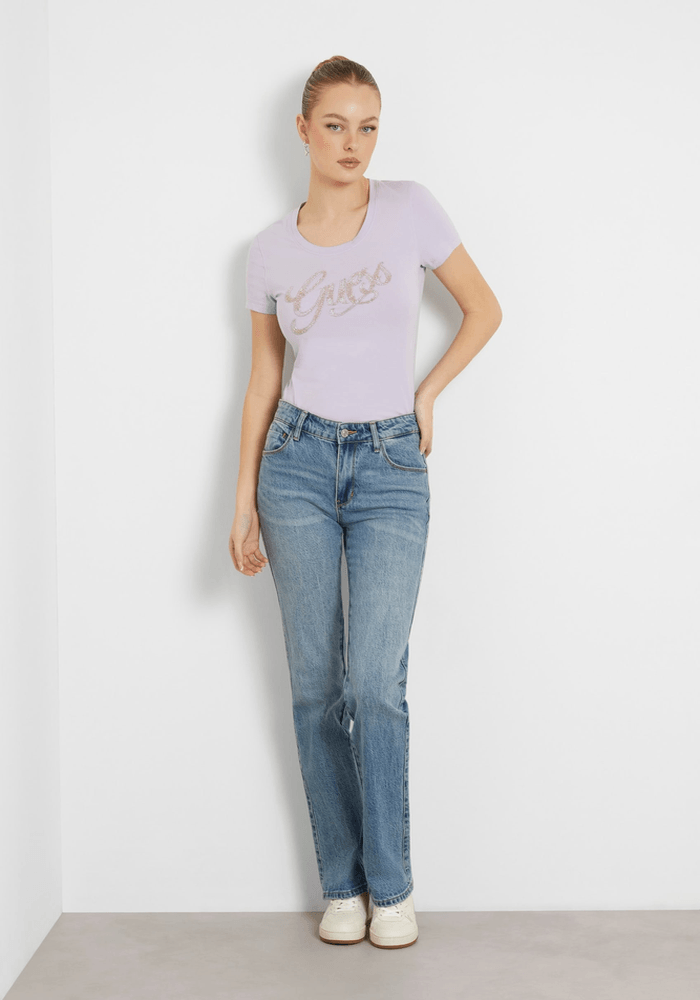 Polera Guess Mujer Ss Rn Guess Script Tee Lila-1