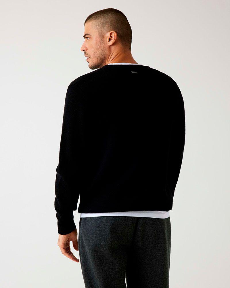 Poleron Guess Hombre Ls Cn 3D Logo Negro-1